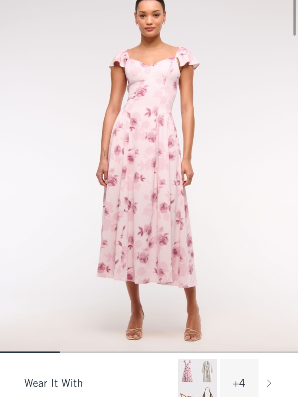 A&F flutter sleeve Midi - PINK